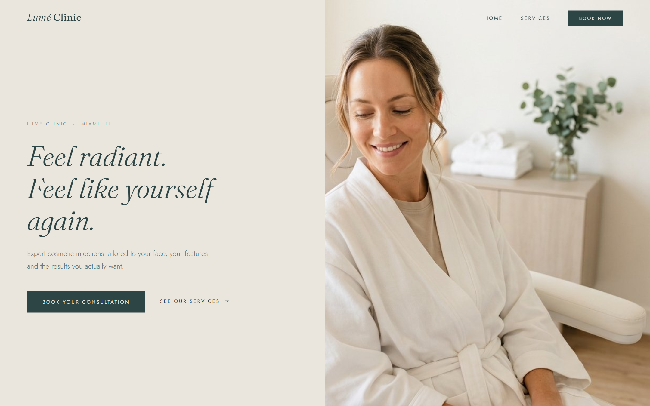 Lume Clinic homepage screenshot